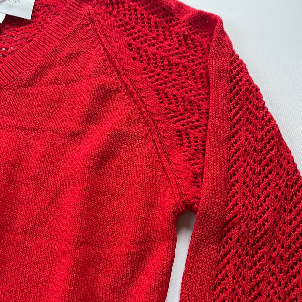 BROCHU WALKER
Vermillion Silvia Eyelet V-Neck Sweater small red - Picture 3 of 7